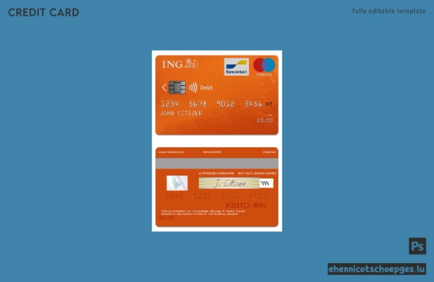 Beispielvorschau der Maestro-Debitkarte der belgischen ING Bank
